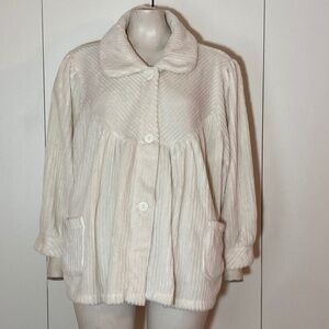 Collections Etc Women's Soft Fleece Button Front Bed Jacket pockets XXLarge